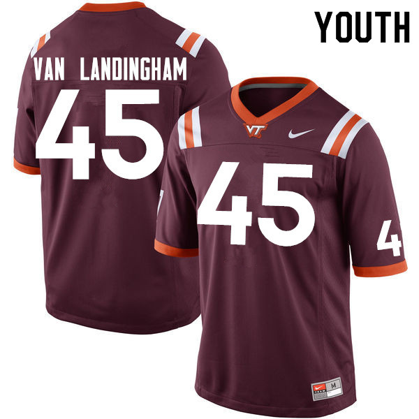 Youth #45 Jacob Van Landingham Virginia Tech Hokies College Football Jerseys Sale-Maroon